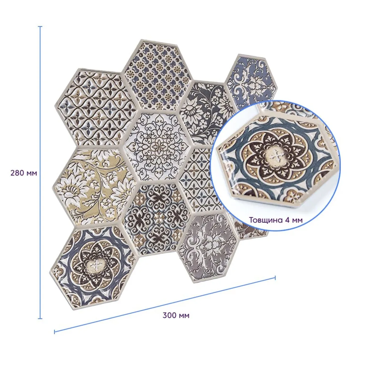 00fbf368bc-3_resize_1200x1200 Декоративна ПВХ плитка на самоклейці соти 280х300х5мм, ціна за 1 шт. (СПП-504) SW-00000673 – зображення виду 3
