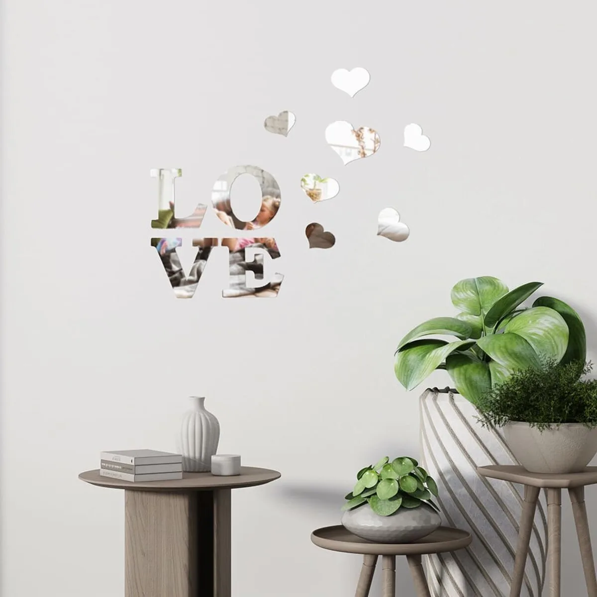 Дзеркальний декор акриловий самоклеючий Love срібло,11шт (D) SW-00002495 – зображення використання 5