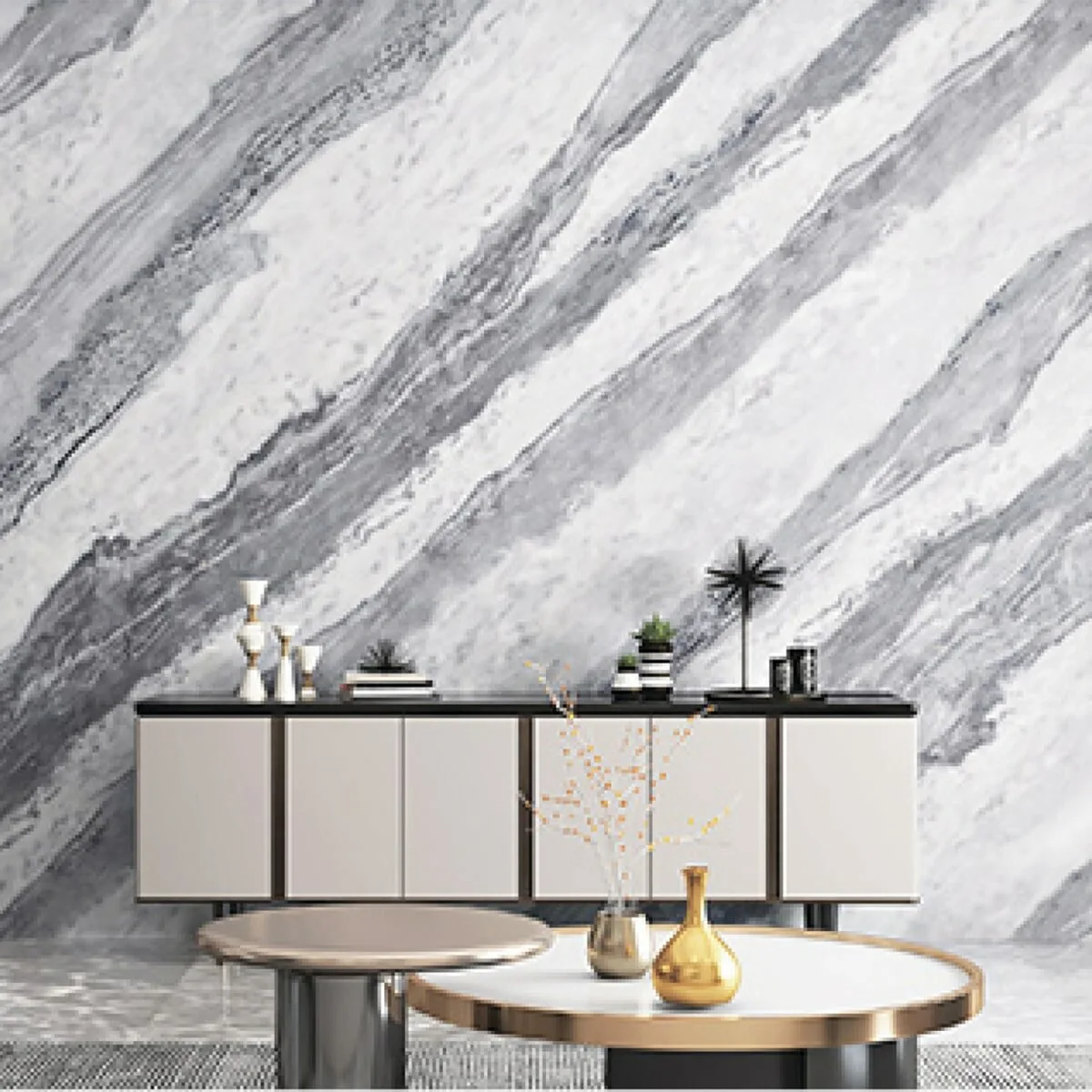 Самоклеюча вінілова плитка набір (6 рулонів) сірий мармур 3600х2800х2мм SW-00001447 – додаткове зображення 2