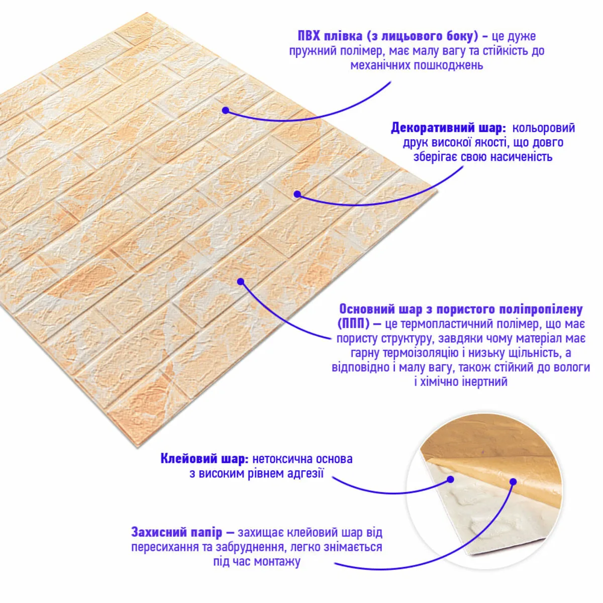 043dac99fa-2_resize_1200x1200 Декоративна 3D панель самоклейка під цеглу Бежевий мармур 700х770х5мм (062) SW-00000032 – додаткове зображення 2