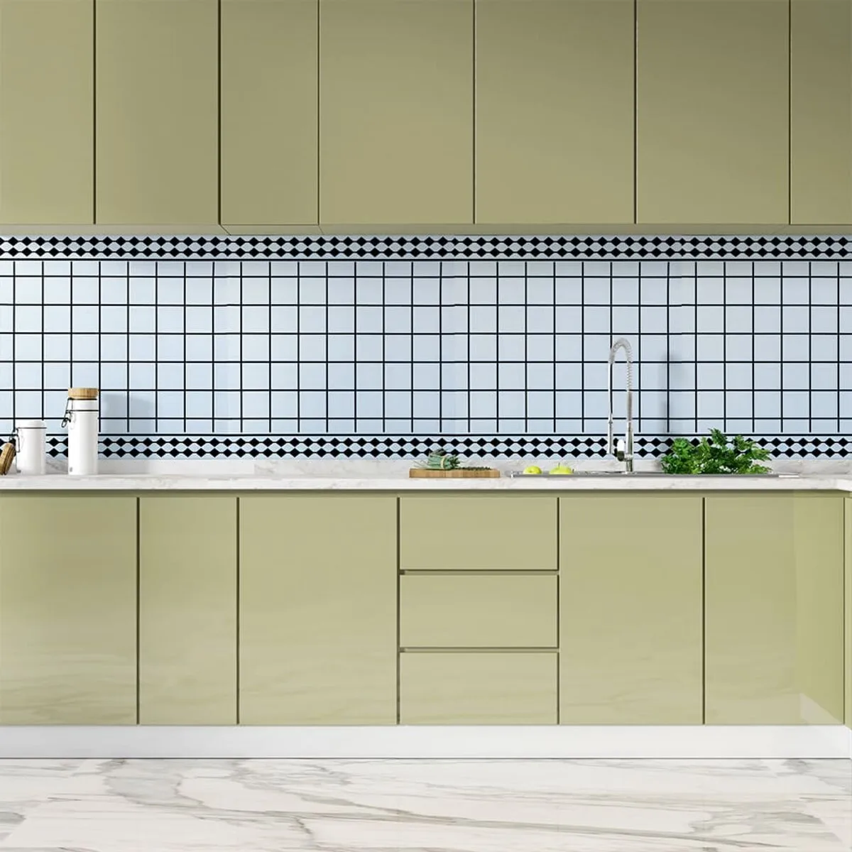 Самоклеюча вінілова плитка 600х600х1,5мм, ціна за 1 шт. (СВП-209) Глянець SW-00000516 – зображення використання 5