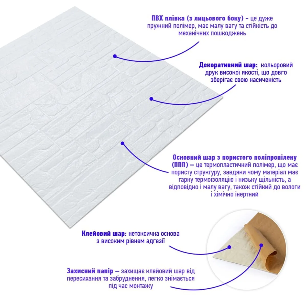 0c0f5a8064-2_resize_1200x1200 Самоклеюча декоративна 3D панель камінь Біла рвана цегла700х770х5мм (155) SW-00000484 – додаткове зображення 2