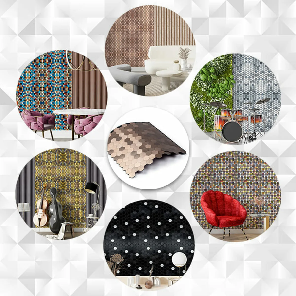 Самоклеюча алюмінієва плитка мозаїка рожеве золото 300х300х3мм SW-00001930 – зображення використання 6