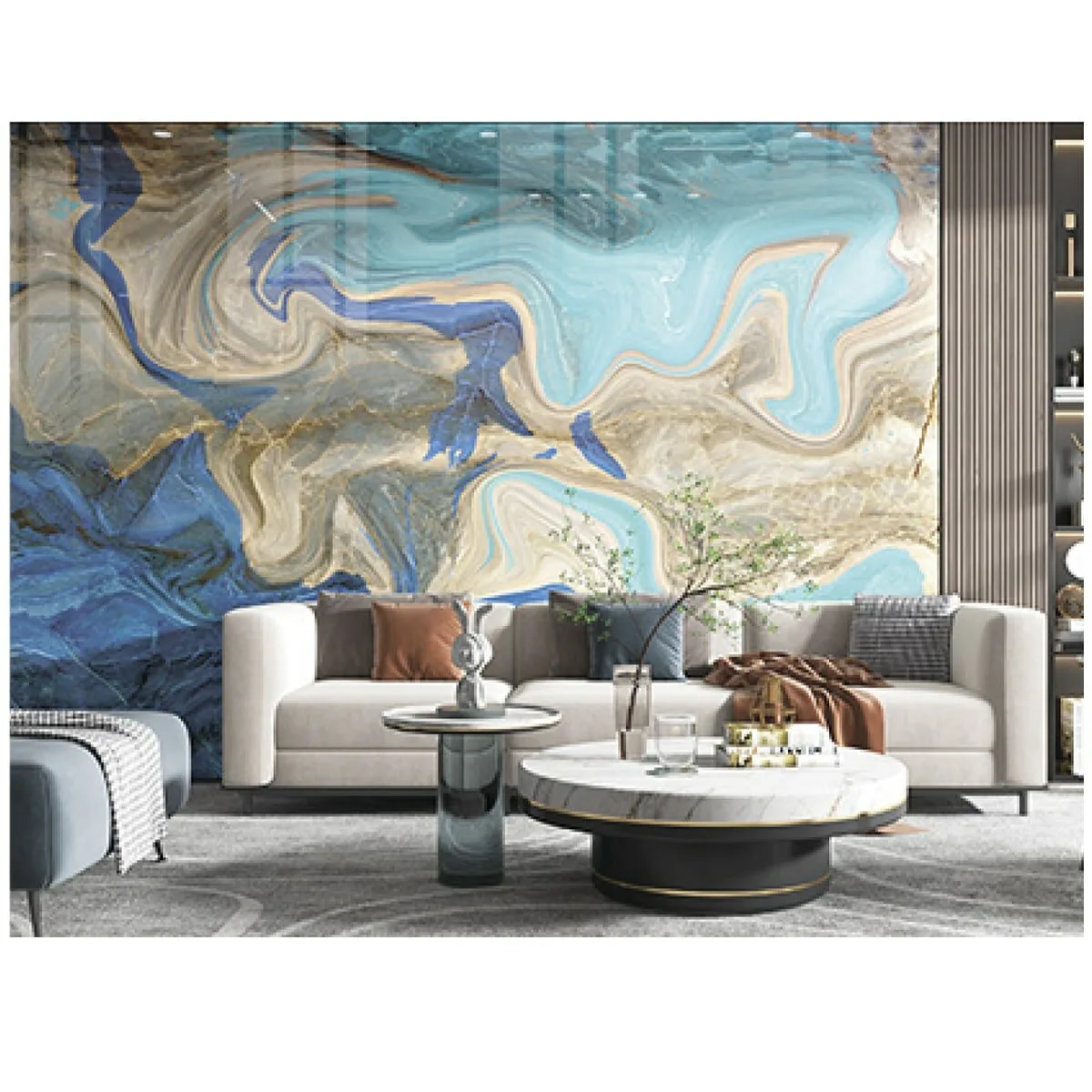 Самоклеюча вінілова плитка набір (6 рулонів) блакитний 3600х2800х2мм SW-00001449 – зображення виду 3