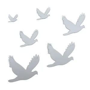 Дзеркальний декор акриловий самоклеючий Птахи срібло, 6шт (D) SW-00002520