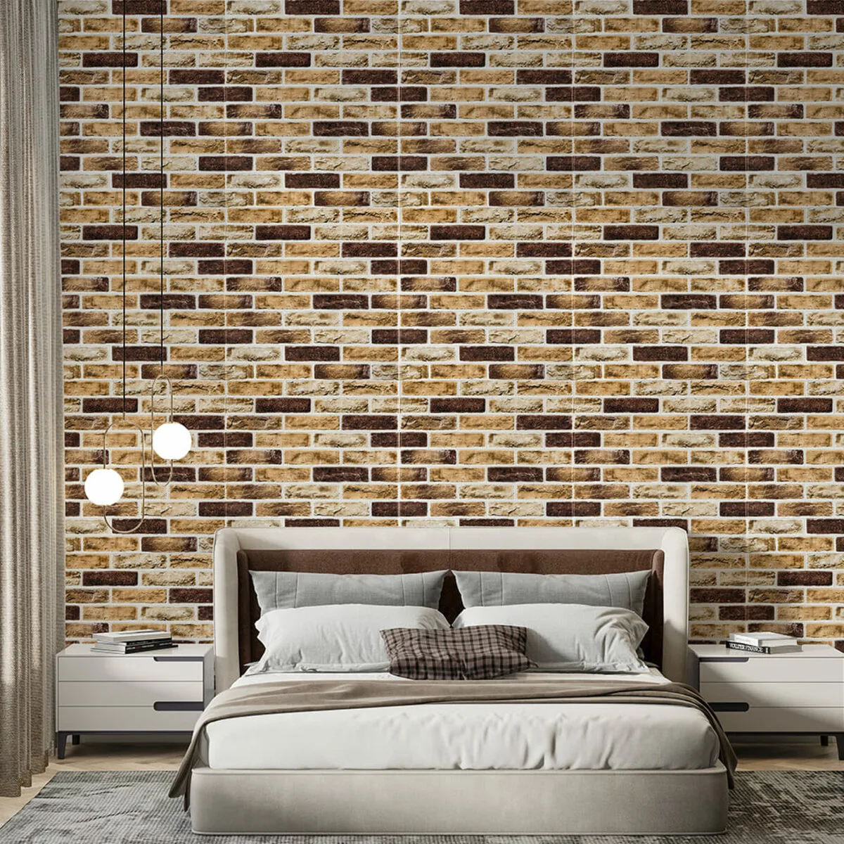 Самоклеюча 3D панель під цеглу клінкер пісочний 700x700x4мм (415) SW-00000770 – зображення використання 5