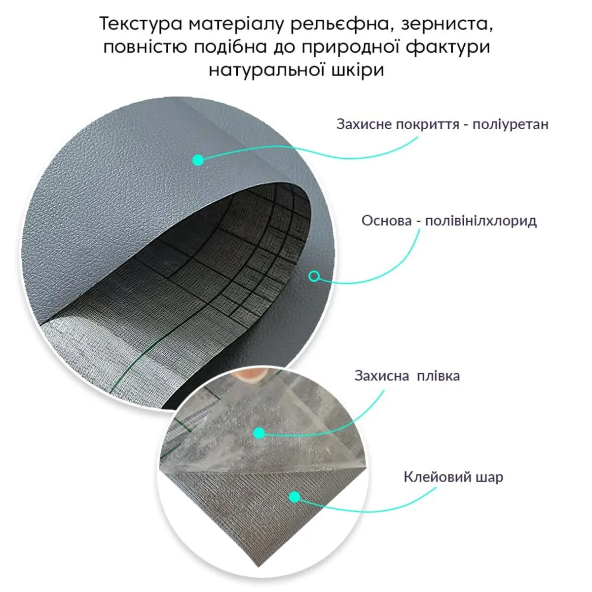 Самоклеюча екошкіра у рулоні 1.37х1mх0.5mm Темно-сірий (D) SW-00001154 – зображення виду 3