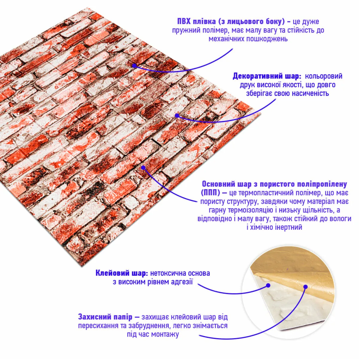 358ce5d60a-2_resize_1200x1200 Декоративна 3D панель самоклейка під цеглу Червоно-Біла 700х770х4мм (341) SW-00000533 – додаткове зображення 2