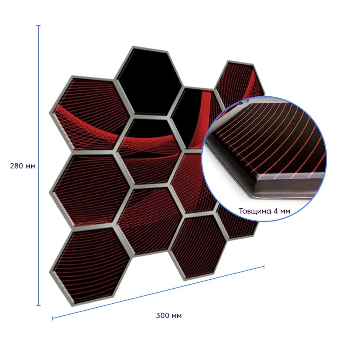 380c504a4d-3_resize_1200x1200 Декоративна ПВХ плитка на самоклейці соти 280х300х5мм, ціна за 1 шт. (СПП-503) SW-00000667 – зображення виду 3