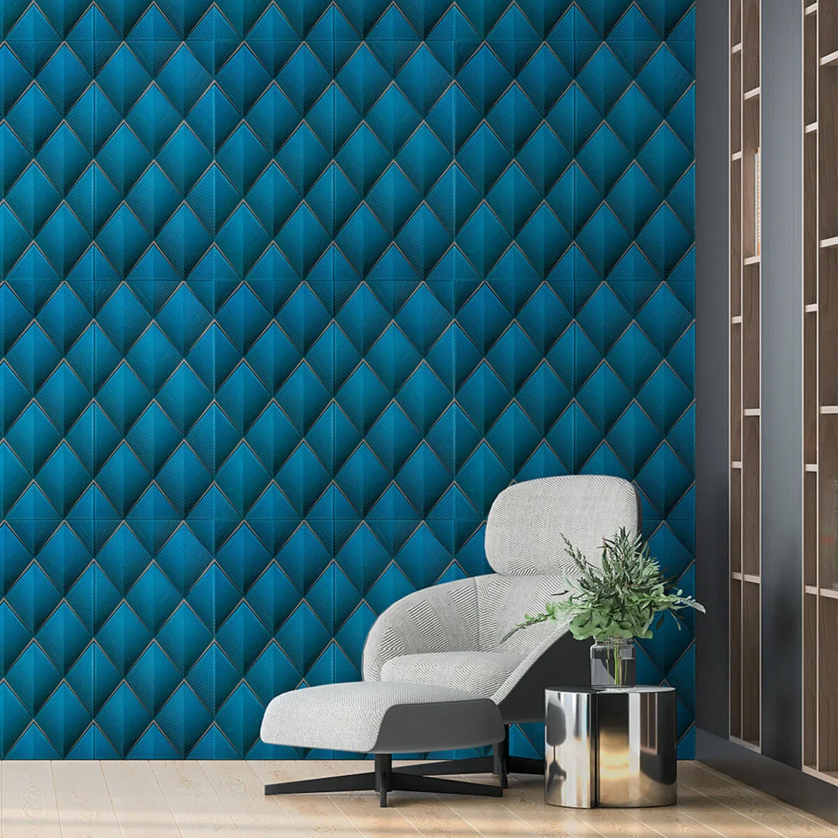 Панель стінова 3D 700х700х4мм ромб синій (D) SW-00001985 – зображення використання 5
