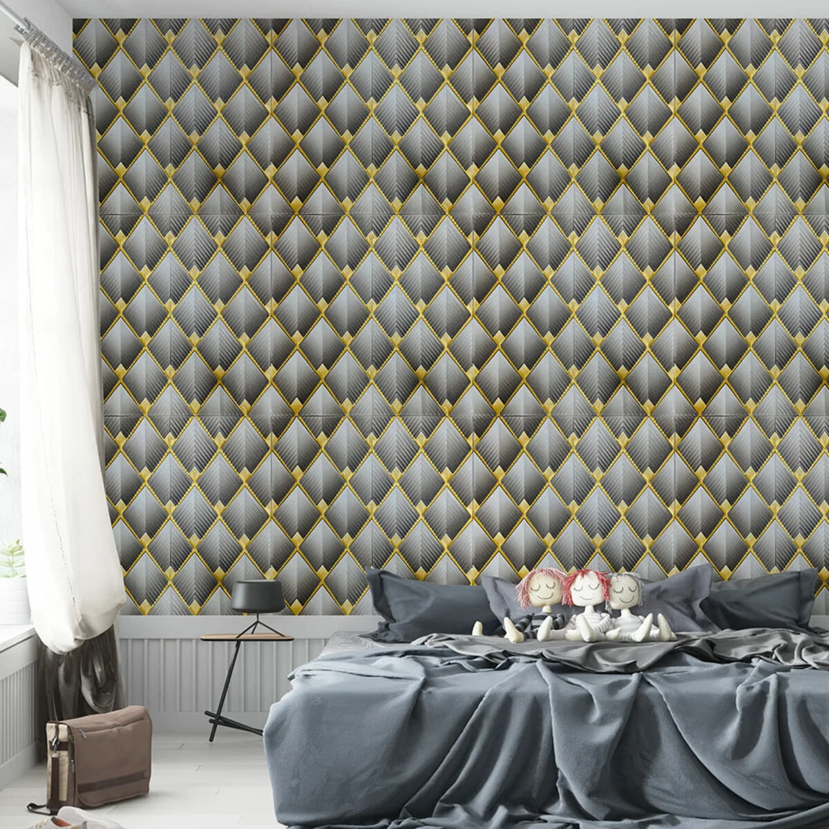 3b4bb0db3f-5_resize_1200x1200 Панель стінова 3D 700х700х4мм ромб сірий (D) SW-00001986 – зображення використання 5