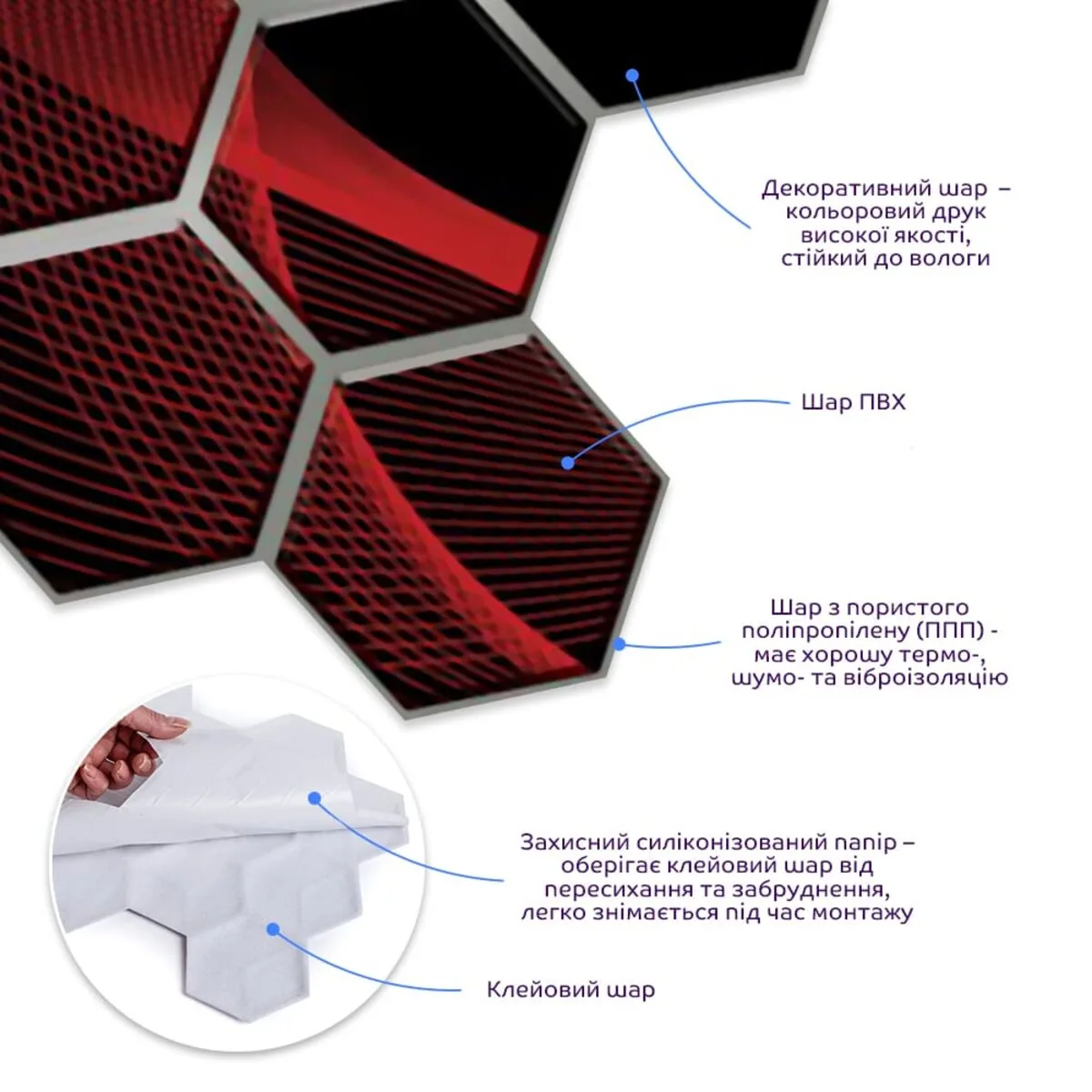 45c9a7aef7-2_resize_1200x1200 Декоративна ПВХ плитка на самоклейці соти 280х300х5мм, ціна за 1 шт. (СПП-503) SW-00000667 – додаткове зображення 2