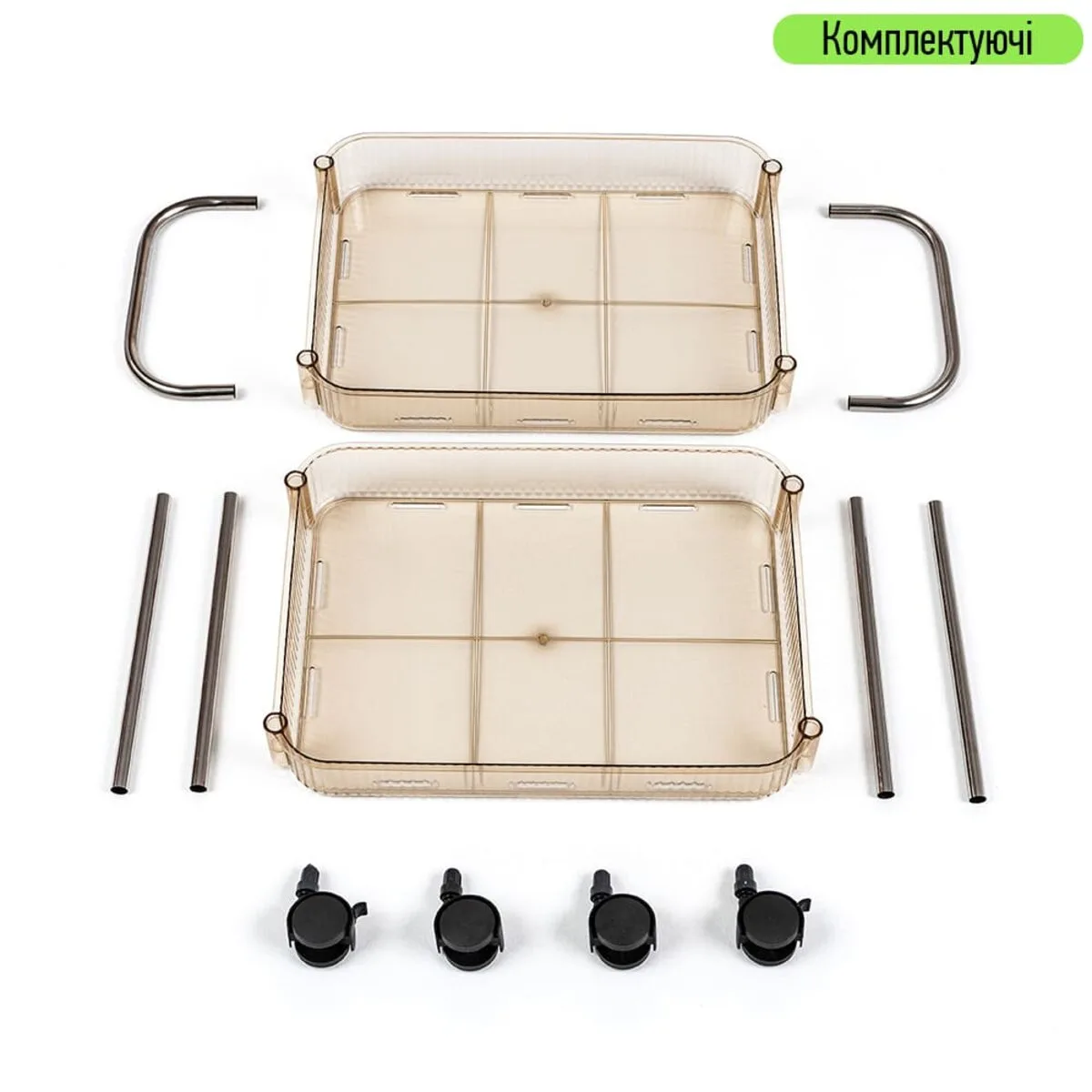 4b2f1f6cb5-6_resize_1200x1200 Етажерка мобільна двоярусна універсальна з акрилу та металу бежева 40х28,5х45см SW-00002110 – зображення використання 6