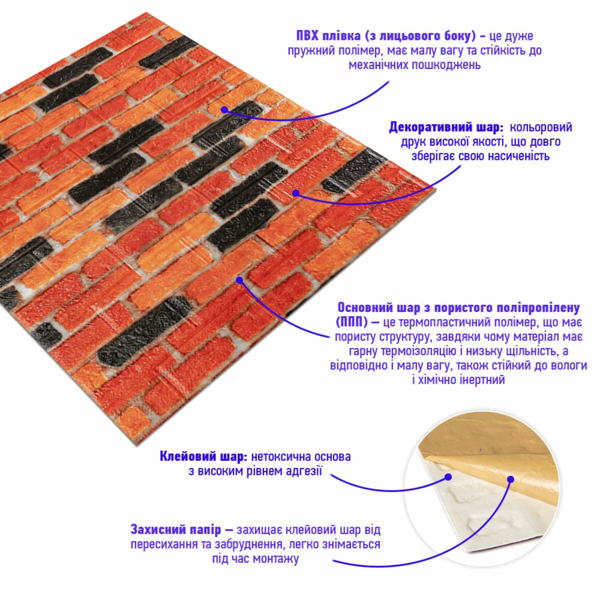 4ce74858d2-2_resize_1200x1200 Самоклеюча декоративна 3D панель під бежево-коричневу матову цеглу катеринослав 700х770х5мм (047M) SW-00000636 – додаткове зображення 2