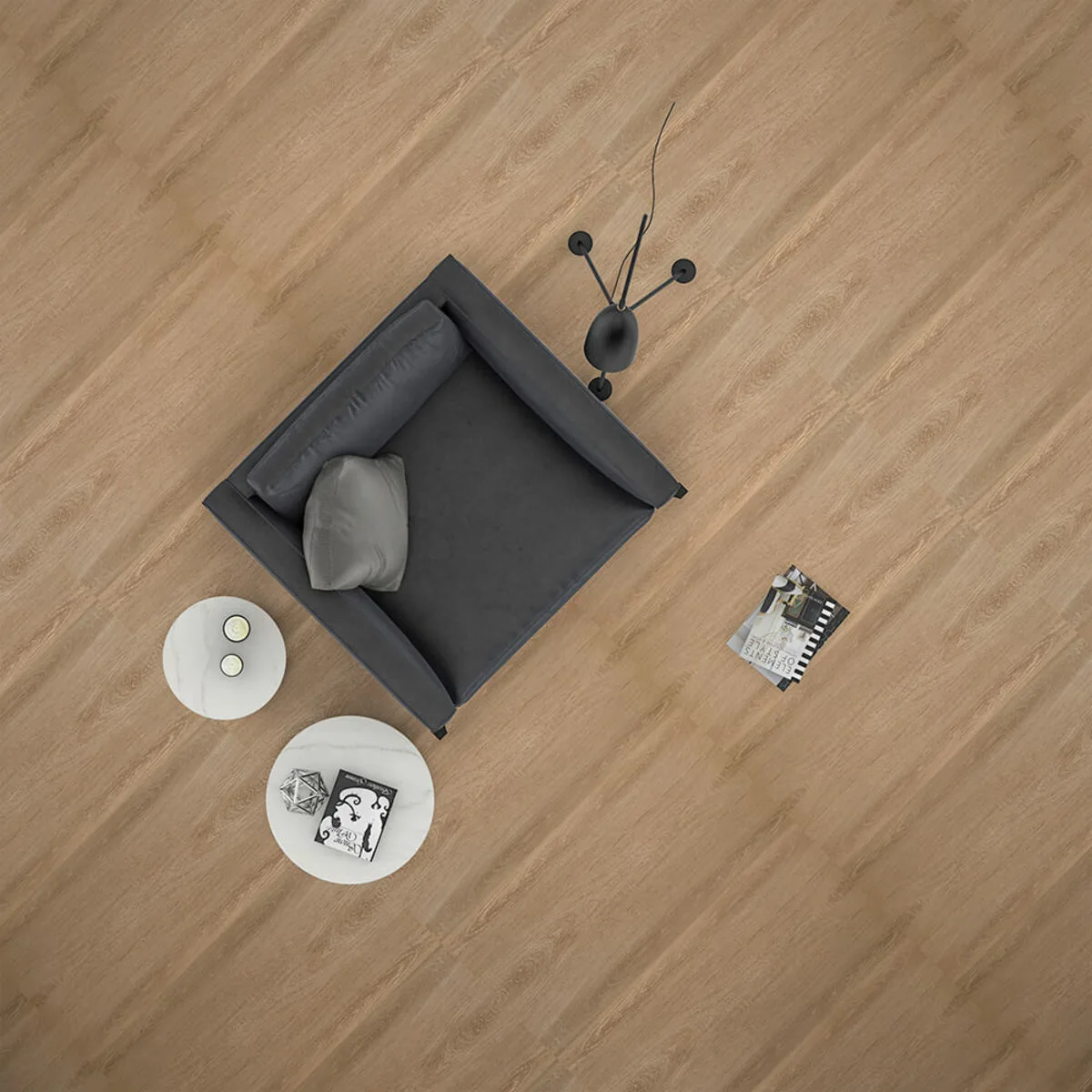 Самоклеюча вінілова плитка дуб молочний, ціна за 1 шт. (СВП-010) Матова SW-00001129 – зображення використання 6