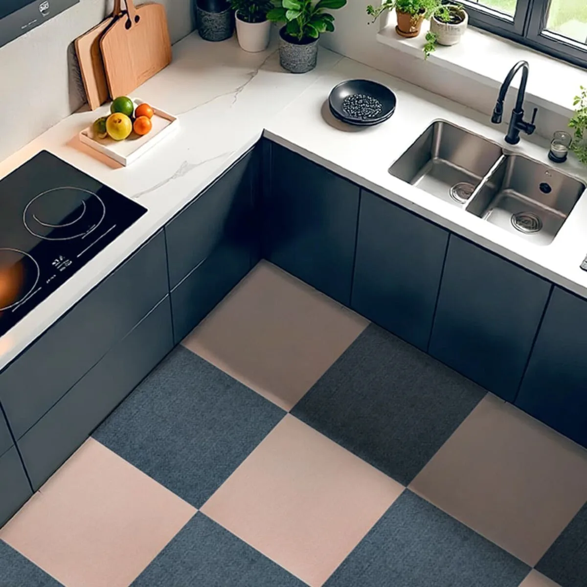 Самоклеюча плитка під ковролін молочний 600х600х4,5MM (D) SW-00002483 – зображення використання 7