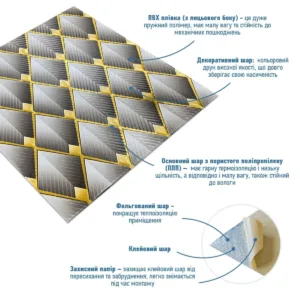 Панель стінова 3D 700х700х4мм ромб сірий (D) SW-00001986 – додаткове зображення 2