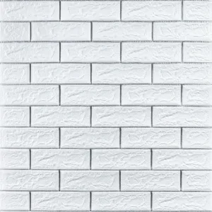 Самоклеюча 3D панель цегла біла смужка срібло 700х770х5мм (100-5) SW-00000753