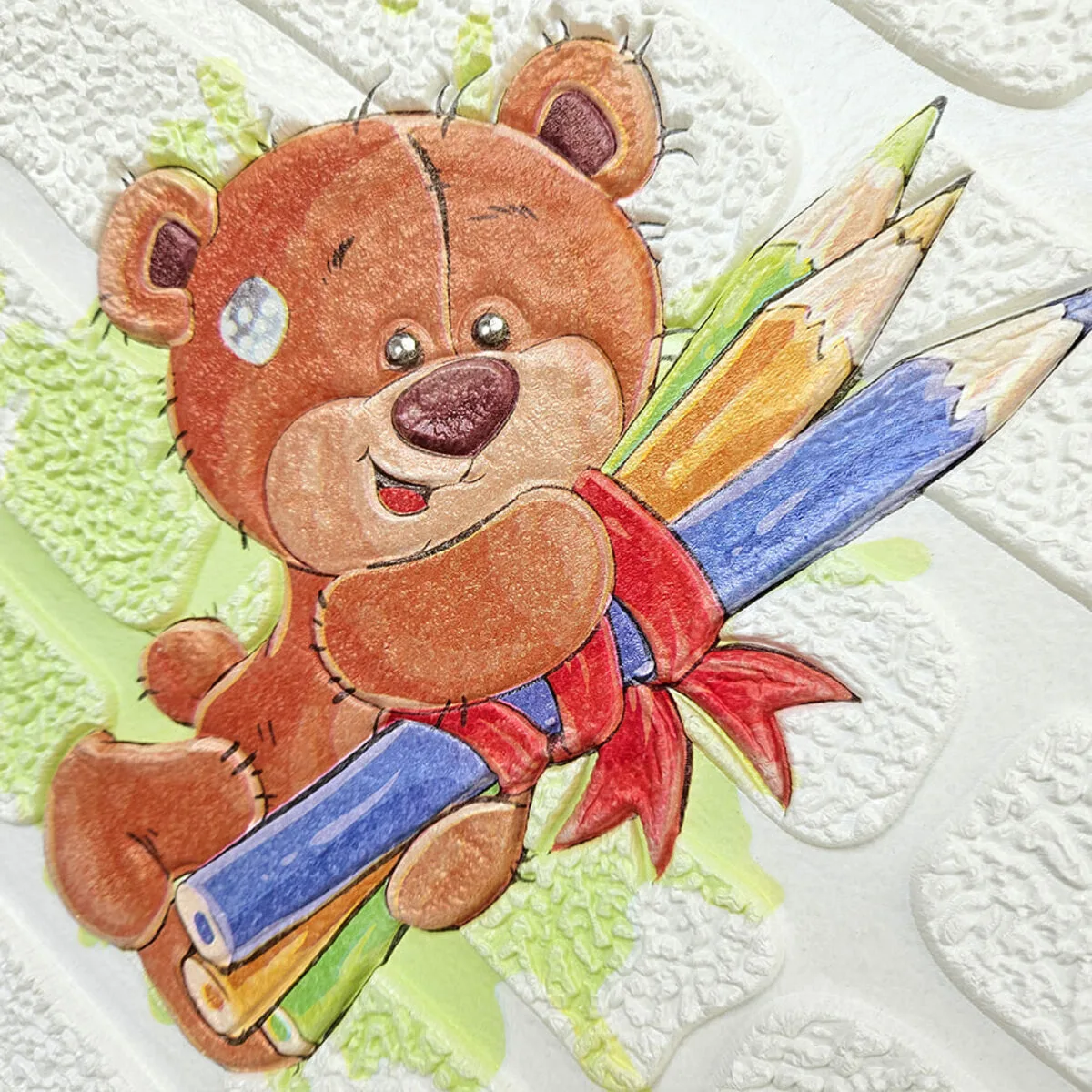 657877bee8-5_resize_1200x1200 Панель стінова 3D 700х700х4mm ведмедики на білому фоні (D) SW-00001975 – зображення використання 5