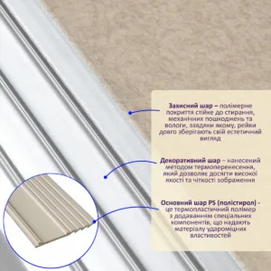 Рейка декоративна PS бежева зі сріблом 2900х160х11мм SW-00002150- – додаткове зображення 2