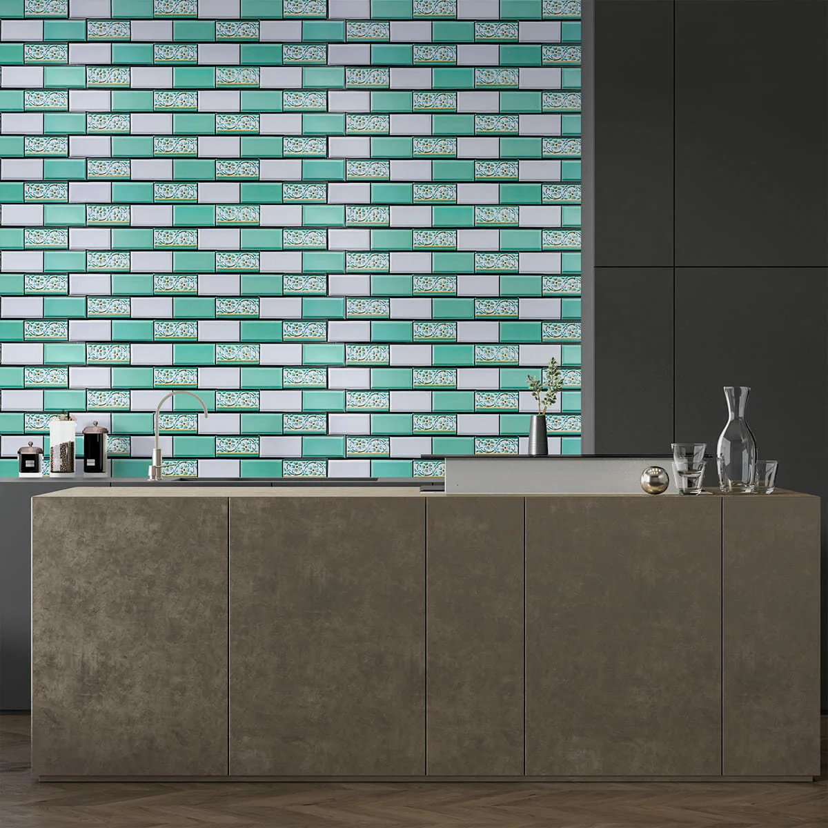 6f84874242-7_resize_1200x1200 Декоративна ПВХ панель цегла зелений орнамент 960х480х4мм SW-00001429 – зображення використання 7