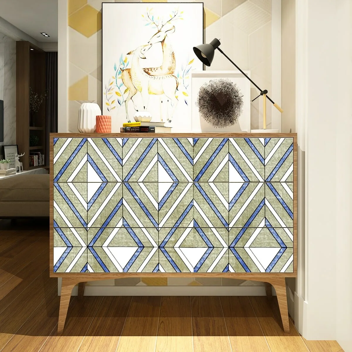Самоклеюча плівка волошкові ромби 0,45х10м SW-00001256 – зображення використання 5