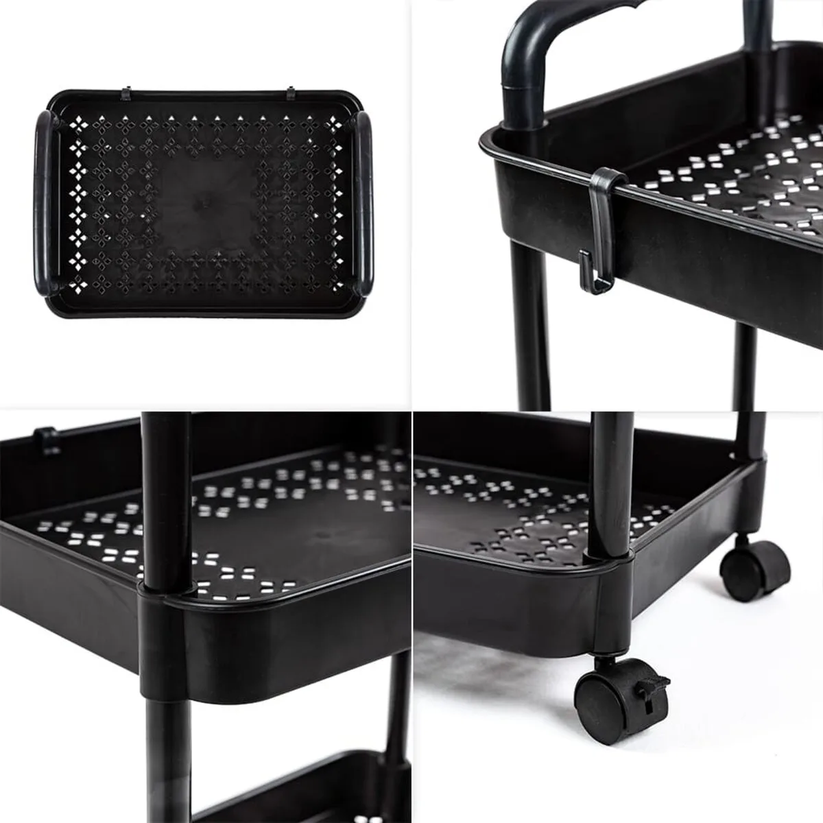 Етажерка мобільна чотириярусна універсальна пластикова чорна 41х25х101см SW-00002108 – зображення використання 5