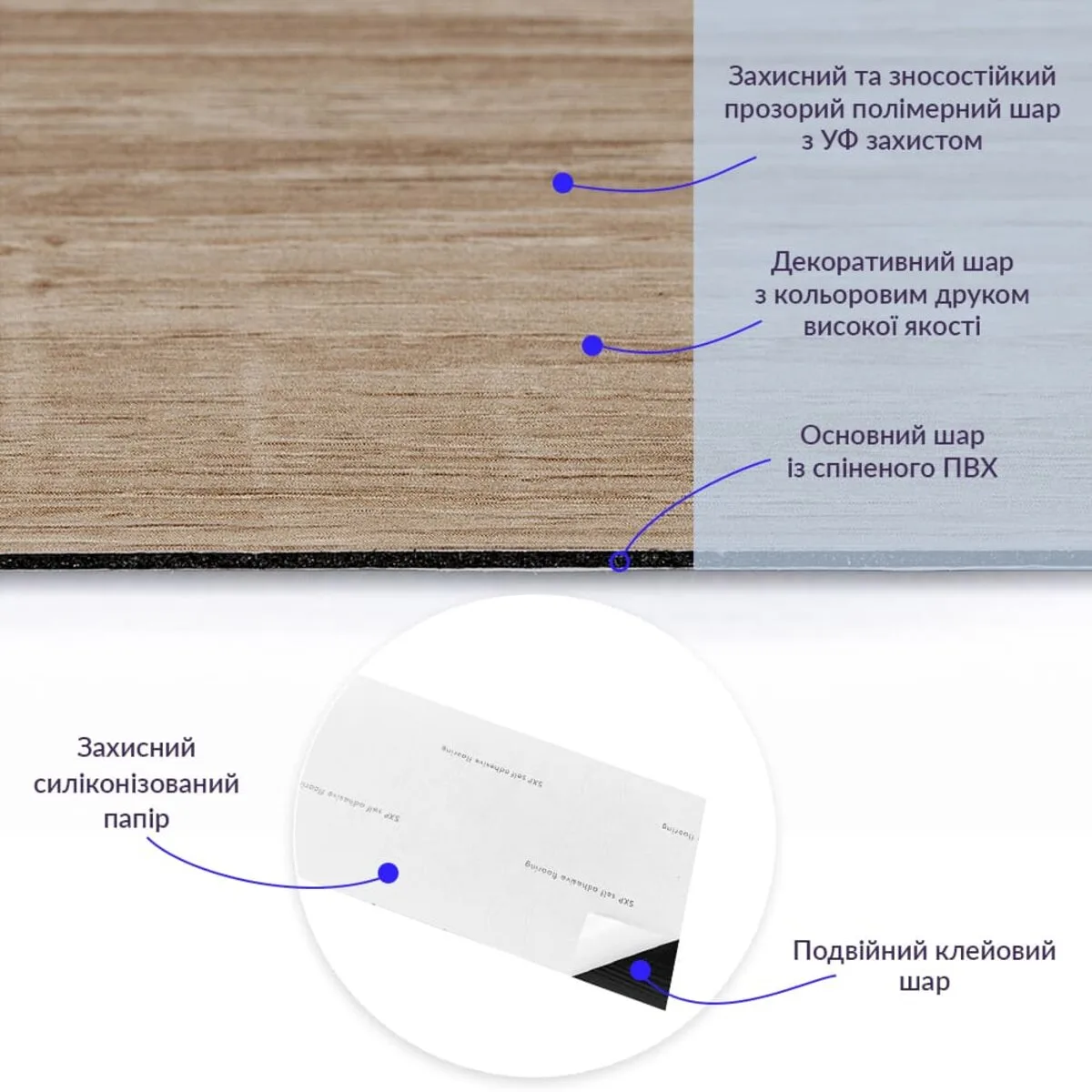 Самоклеюча вінілова плитка дуб молочний, ціна за 1 шт. (СВП-010) Матова SW-00001129 – додаткове зображення 2