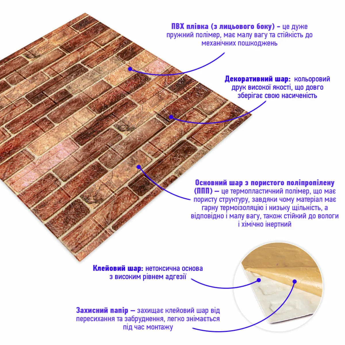 Панель стінова 3D 700ммх770ммх2мм BROWN (D) SW-00001910 – додаткове зображення 2
