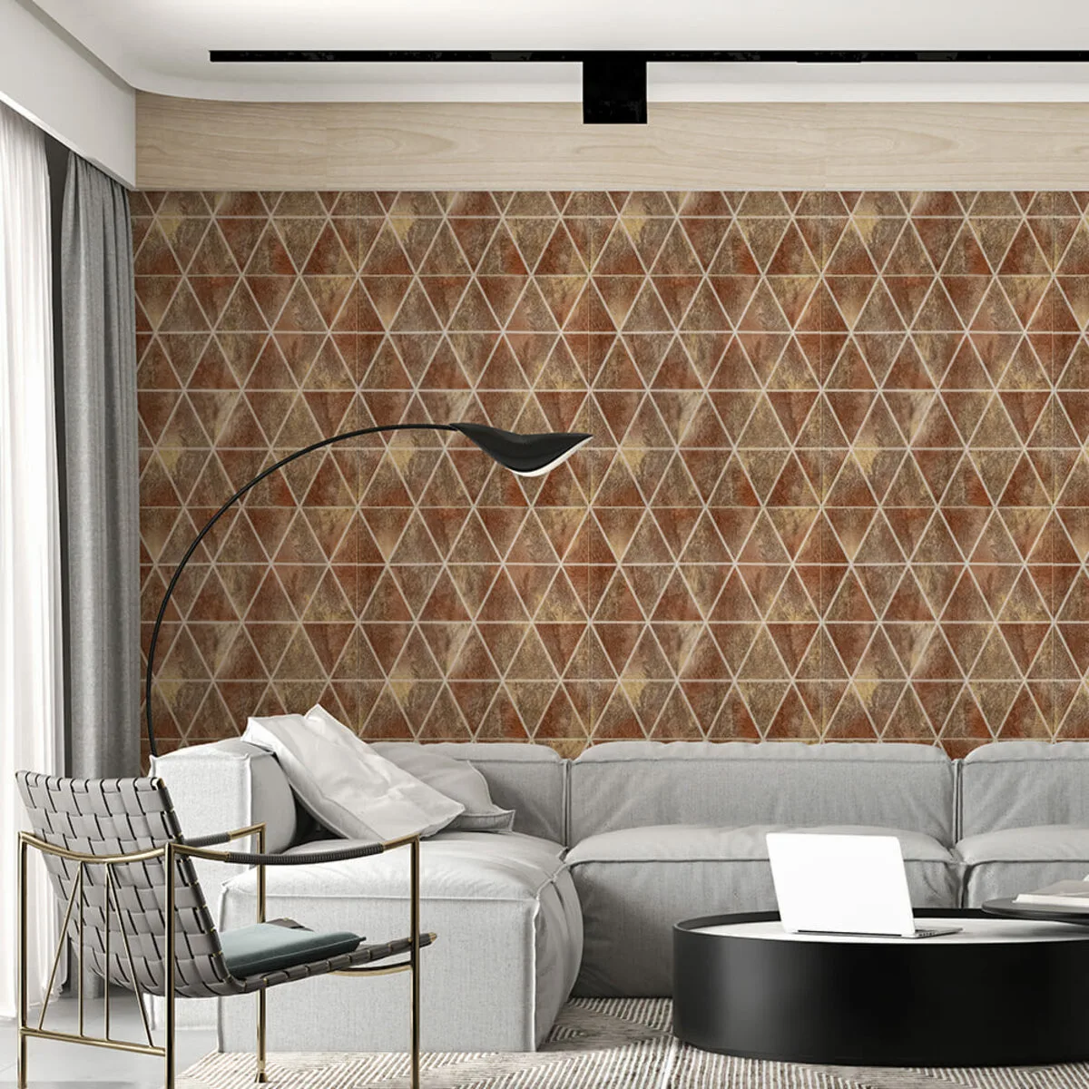 Панель стінова 3D 700х700х4мм ромби коричневі вінтаж (D) SW-00002007 – зображення використання 5