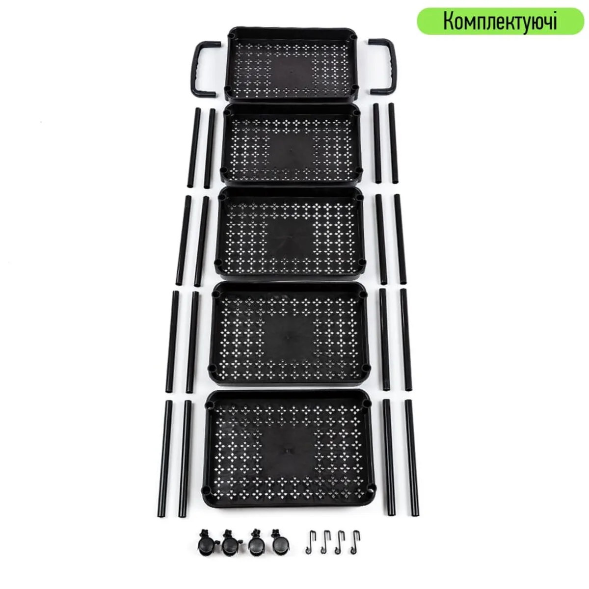 90a325e604-6_resize_1200x1200 Етажерка мобільна п’ятиярусна універсальна пластикова чорна 41х25х127см SW-00002109 – зображення використання 6