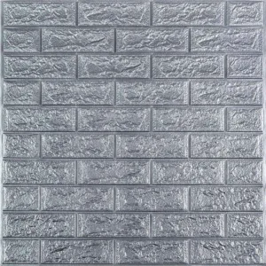 3D панель самоклеюча цегла Срібло 700х770х3мм (017-3) SW-00000230
