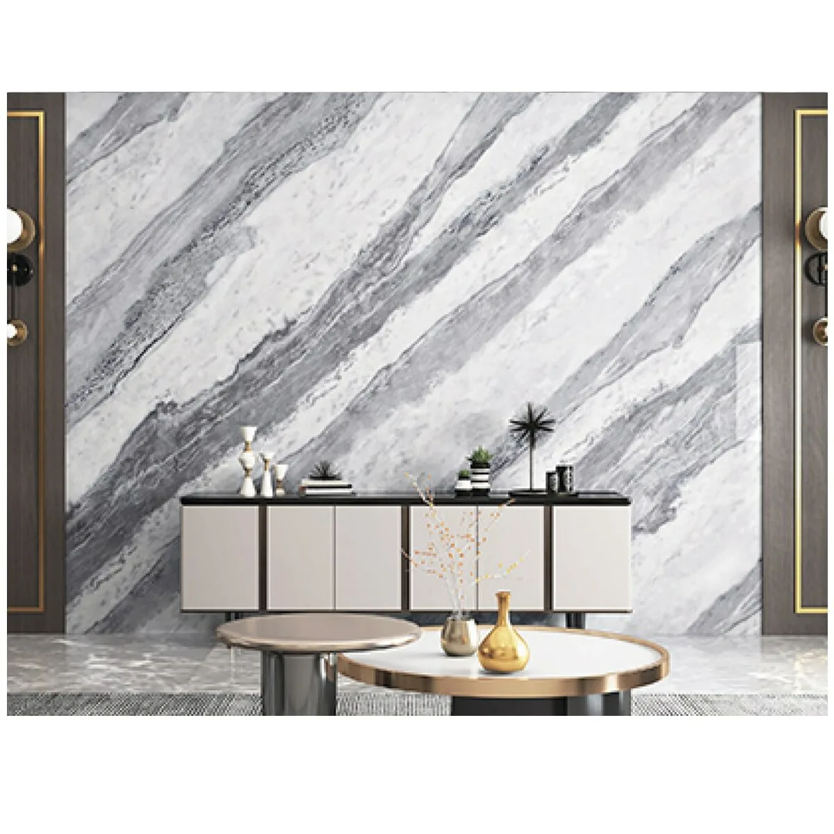 Самоклеюча вінілова плитка набір (6 рулонів) сірий мармур 3600х2800х2мм SW-00001447 – зображення виду 3