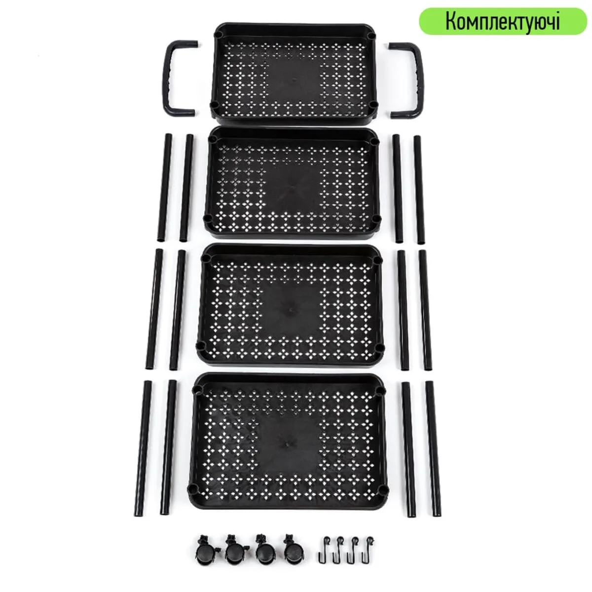 Етажерка мобільна чотириярусна універсальна пластикова чорна 41х25х101см SW-00002108 – зображення використання 6