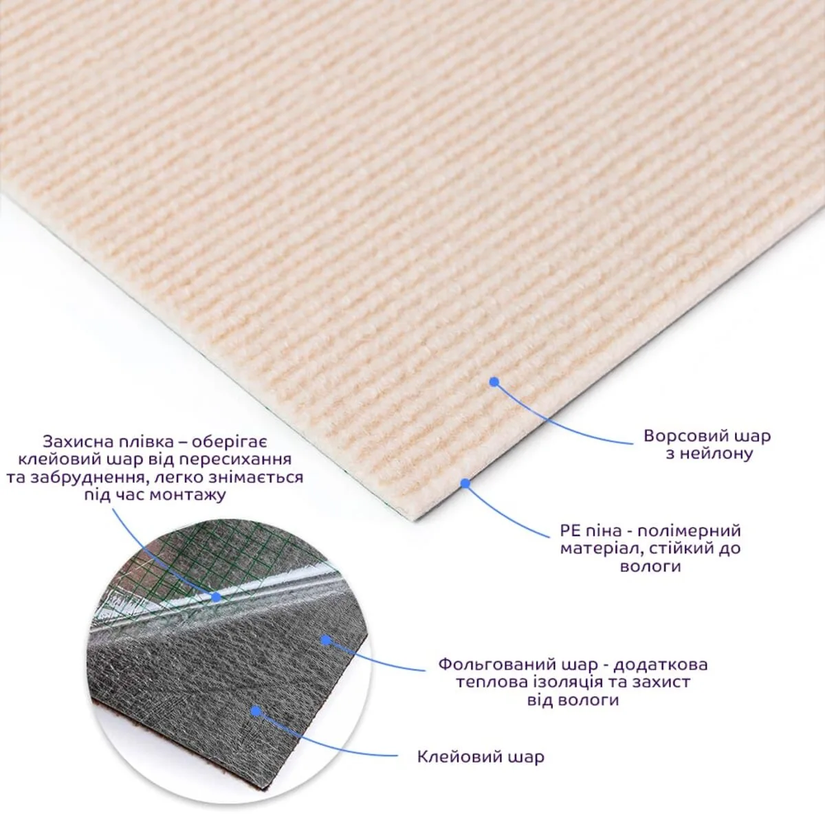 af29b54d67-2_resize_1200x1200 Самоклеюча плитка під ковролін молочний 300х300х4,5MM (D) SW-00002482 – додаткове зображення 2