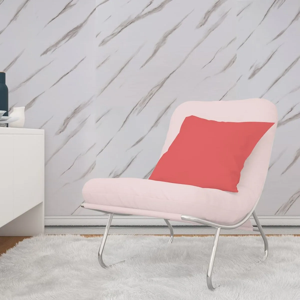 Плінтус РР самоклеючий білий з сірою смужкою 2300х70х4мм (D) SW-00001833 – зображення використання 5