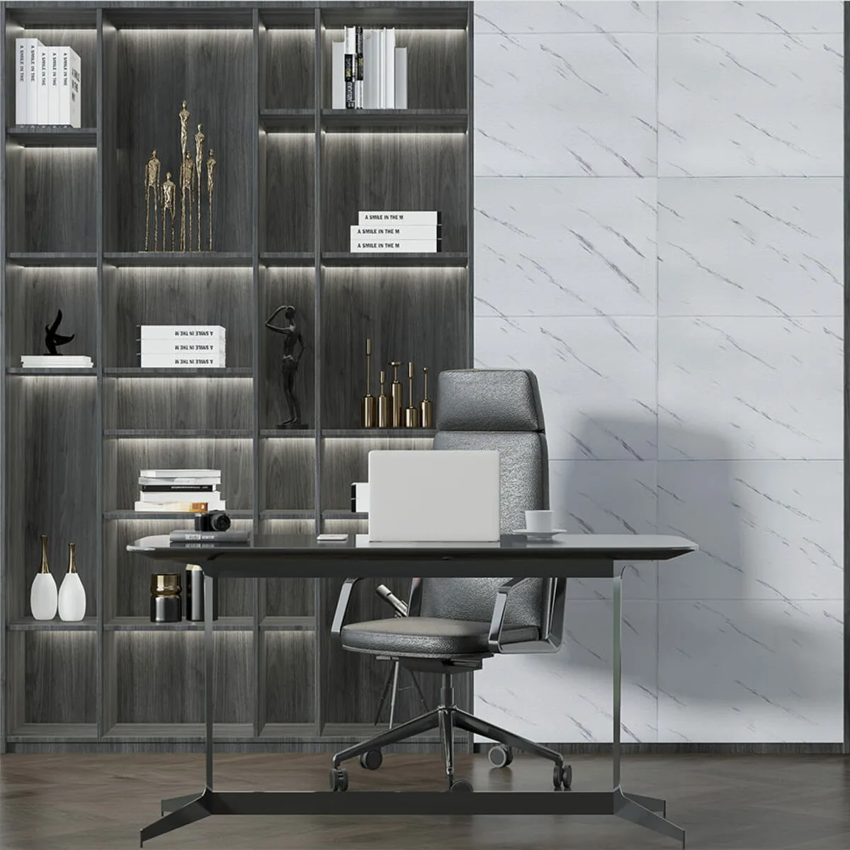 Самоклеюча 3D панель біла мармурова плитка 700х700х4мм (364) SW-00001142 – зображення використання 5