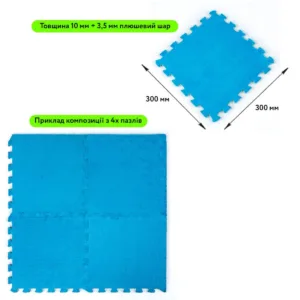 Підлога-пазл плюшевий БЛАКИТНИЙ 30х30х1cm (D) SW-00002090 – додаткове зображення 2