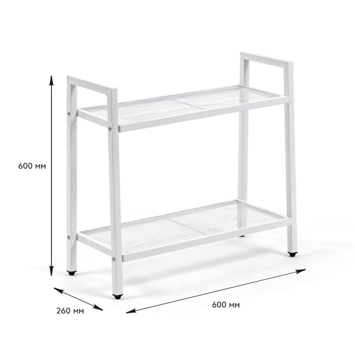 Стелаж-етажерка двоярусний з металу білий 60х26х60см SW-00002102 – зображення виду 3