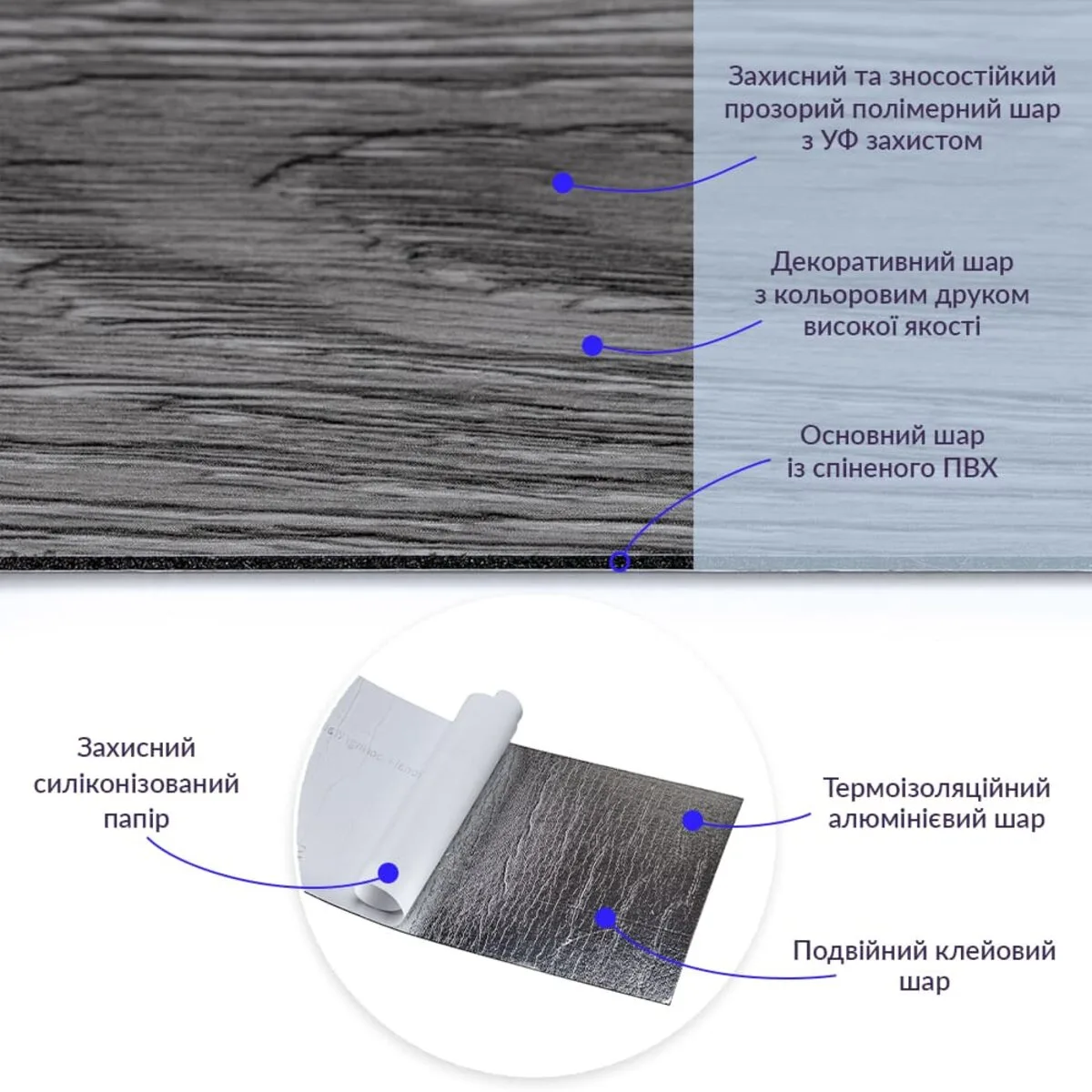 Самоклеюча вінілова плитка попелясте дерево, ціна за 1 шт. (СВП-003) Матова SW-00000284 – додаткове зображення 2