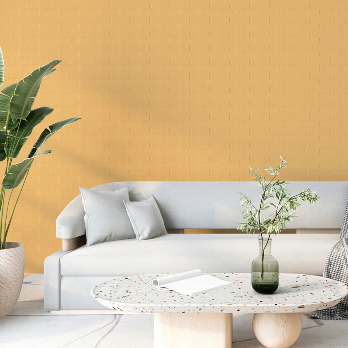 e94bcf8122-5_resize_1200x1200 3D панель самоклеюча цегла Жовто-пісочна 700х770х3мм (009-3) SW-00000229 – зображення використання 5