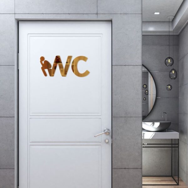 Дзеркальний декор акриловий самоклеючий WC золото, 3шт (D) SW-00002525 – зображення використання 5