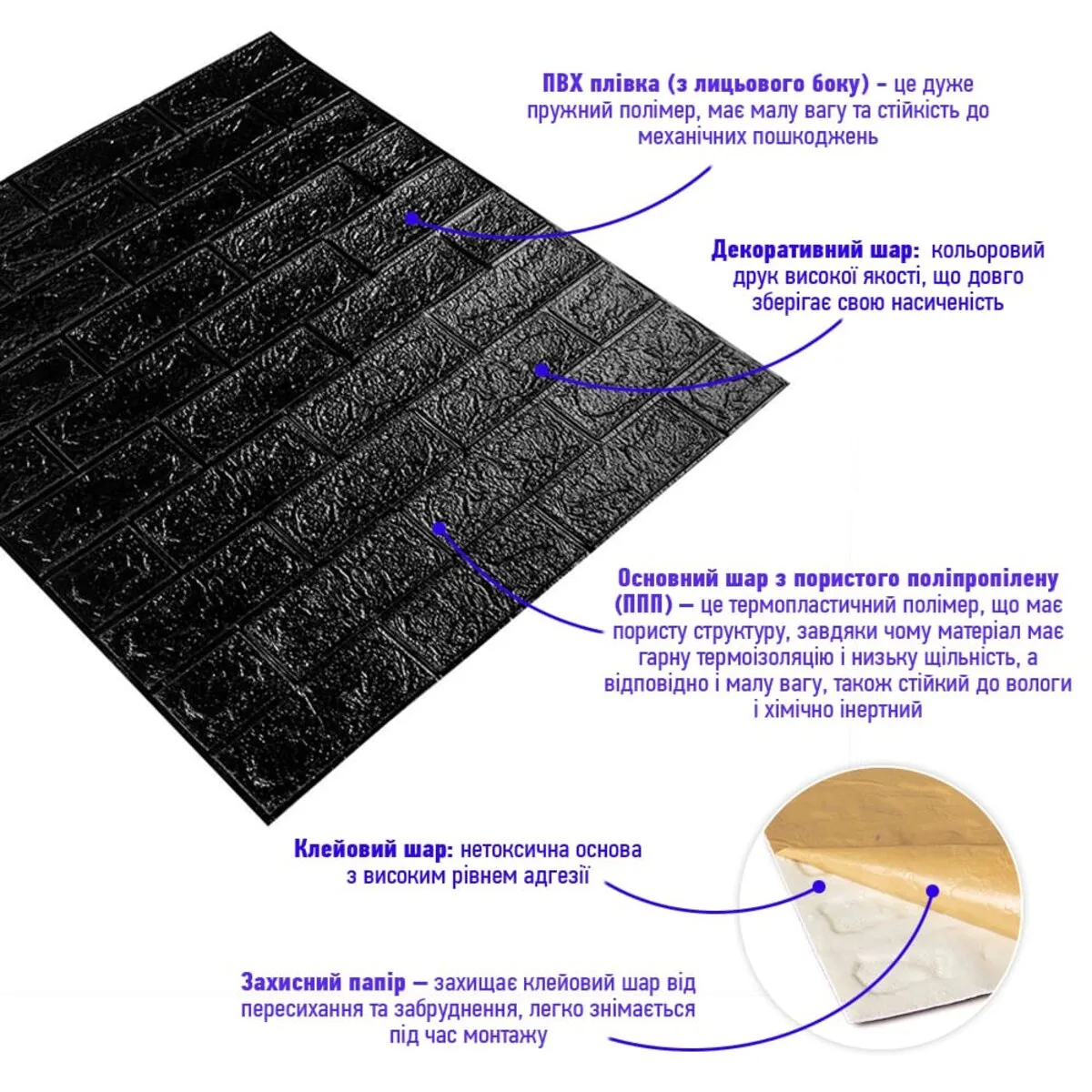 ed2edf31c2-2_resize_1200x1200 3D панель самоклеюча цегла Чорний 700х770х5мм (019-5) SW-00000151 – додаткове зображення 2