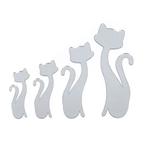 Дзеркальний декор акриловий самоклеючий Котики срібло, 4шт (D) SW-00002494