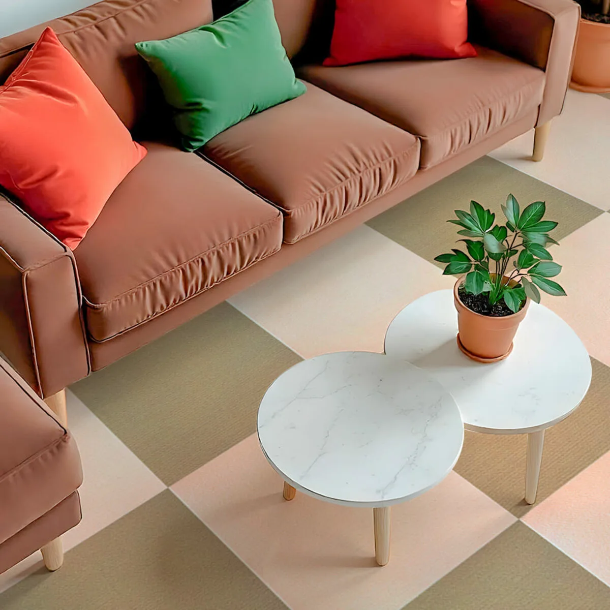 Самоклеюча плитка під ковролін молочний 600х600х4,5MM (D) SW-00002483 – зображення використання 6