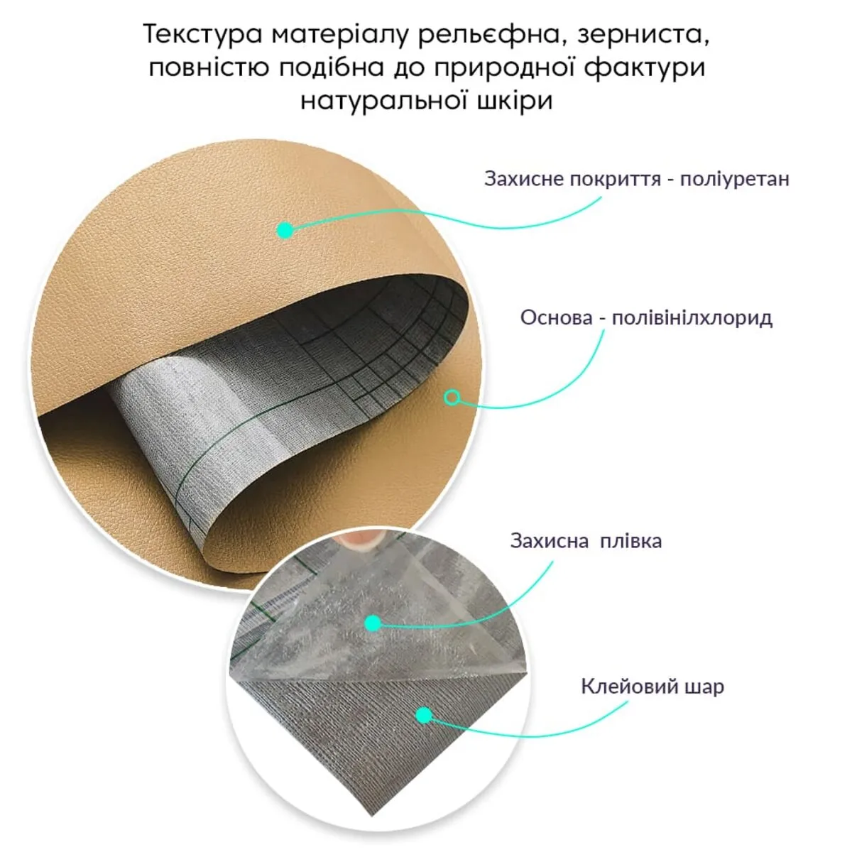Самоклеюча екошкіра у рулоні 1.37х1mх0.5mm Пісочний (D) SW-00002171 – зображення виду 3