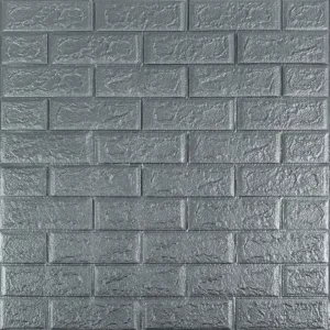 3D панель самоклеюча цегла Срібло 700х770х5мм (017-5) SW-00000038