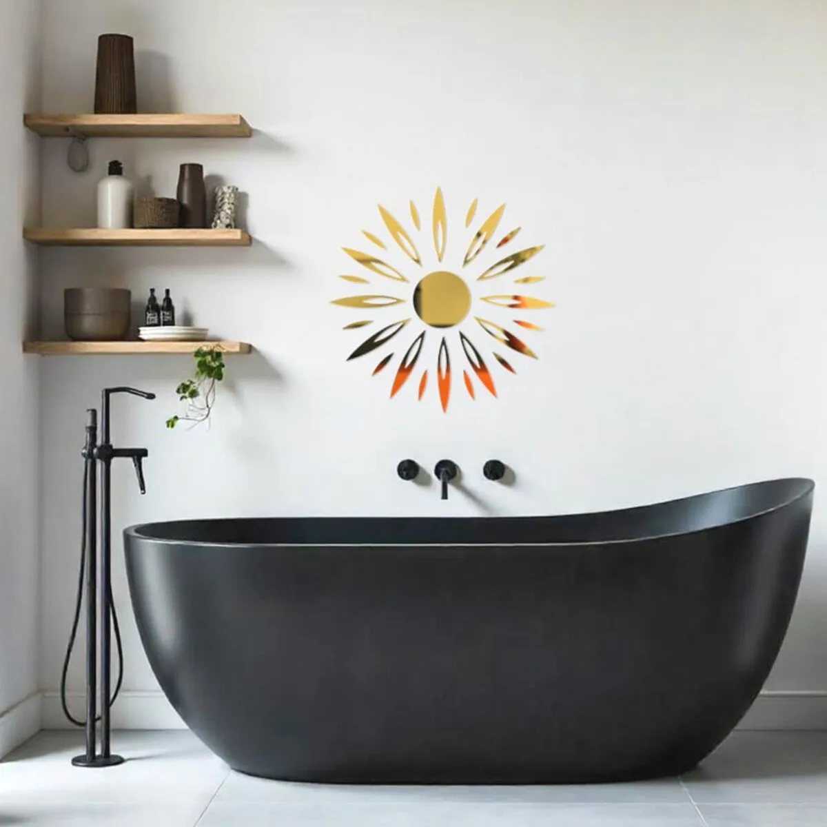 Дзеркальний декор акриловий самоклеючий золото, 25шт (D) SW-00002522 – зображення використання 6